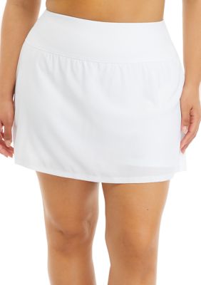 Yogalicious Women's Plus Size Lightstreme Speed Trap Skort with Zipper Pocket, White, 3X
