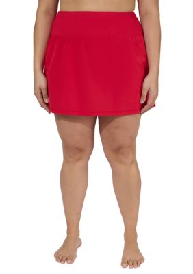 Yogalicious Women's Plus Size Lightstreme Speed Trap Skort with Zipper Pocket, Red, 3X