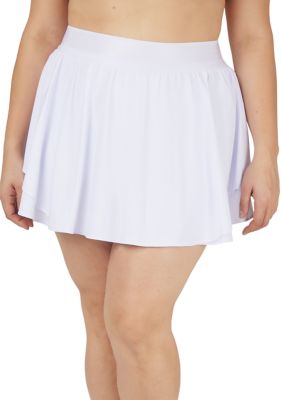 Yogalicious Women's Plus Size Lightstreme Hypersonic Layered Skort, White, 1X