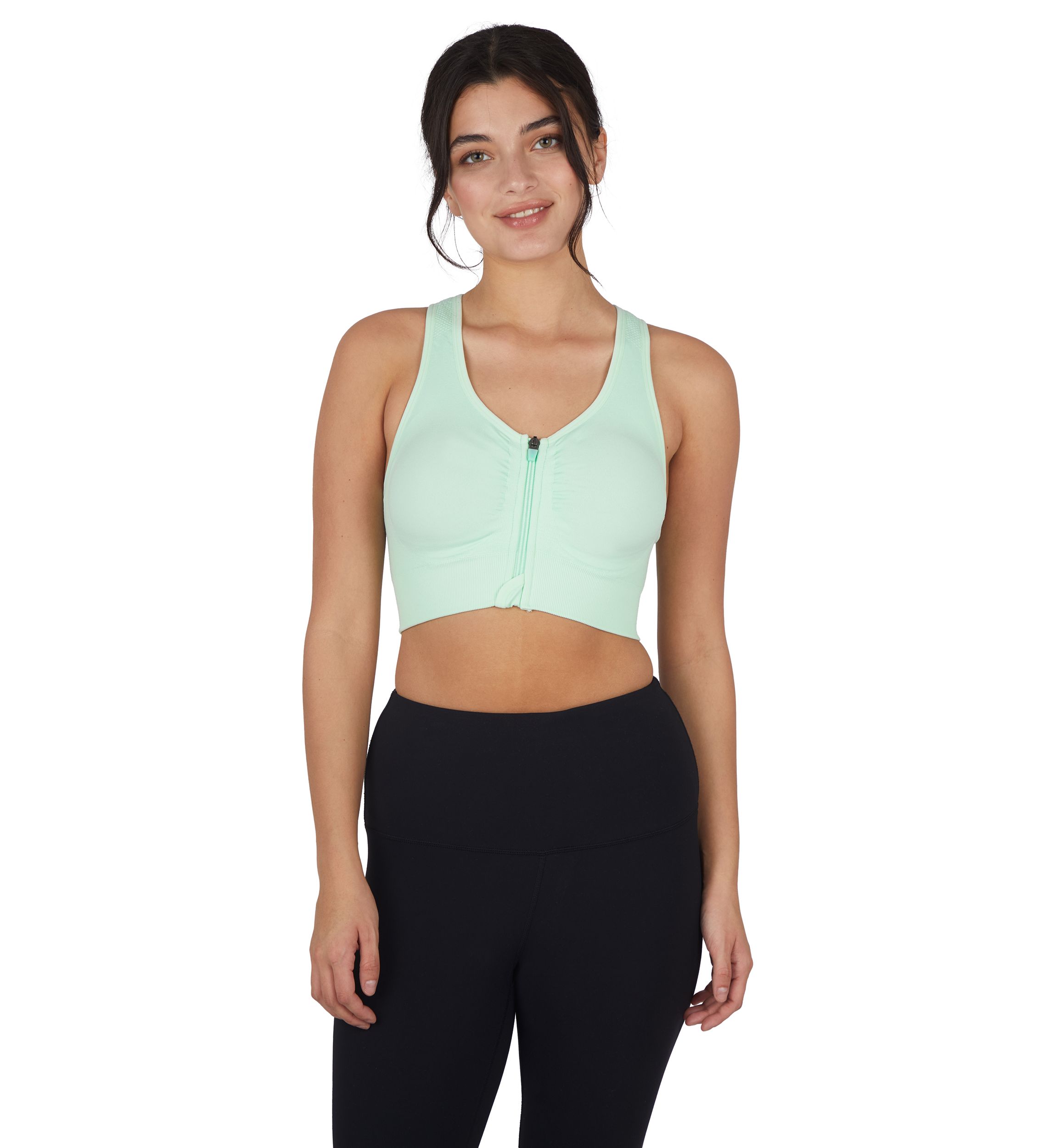 Seamless Bra Top with Zipper Front