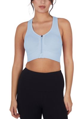 Yogalicious Women's Seamless Bra Top with Zipper Front, Medium
