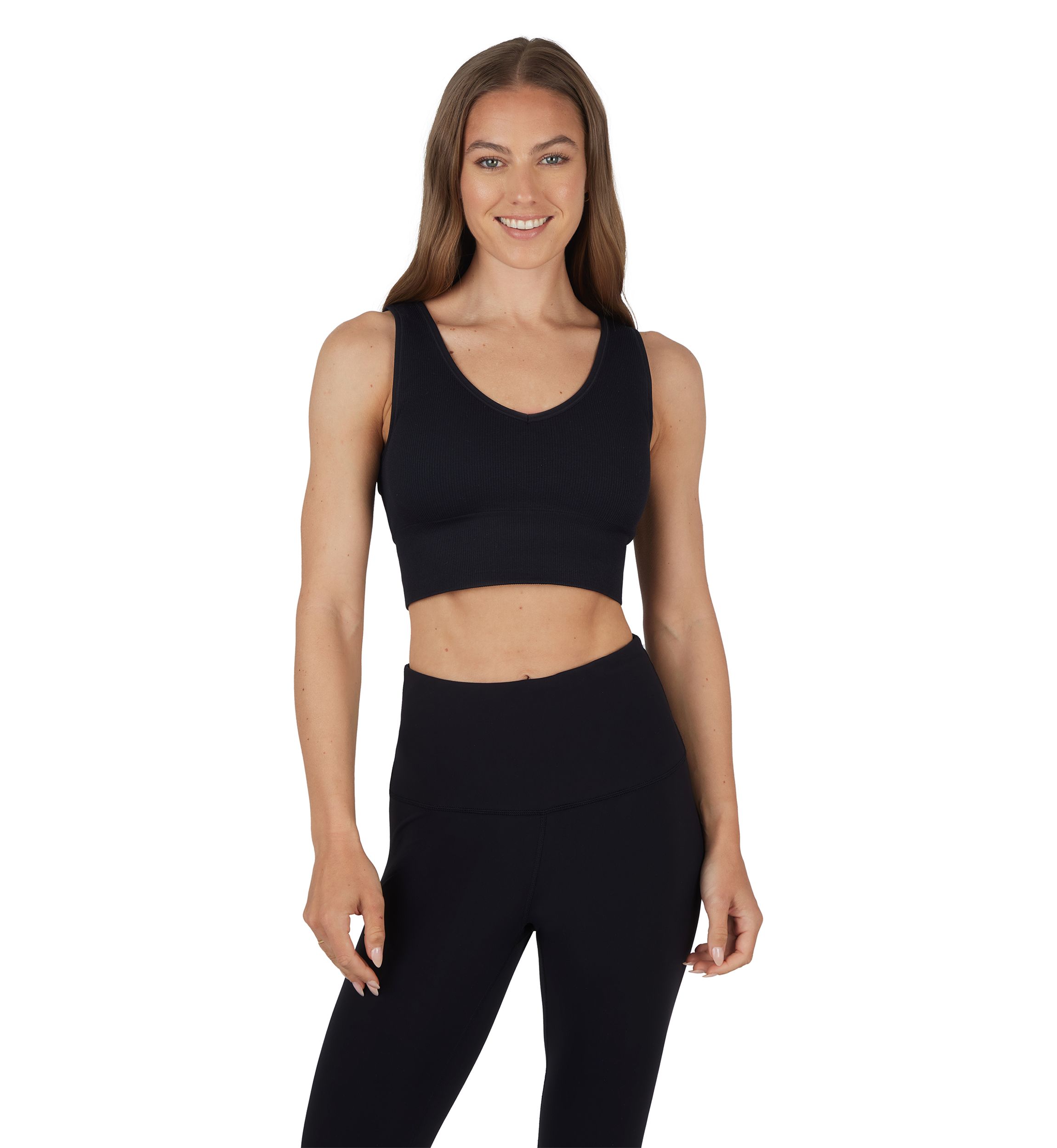 Ribbed Seamless Bianca V-Neck Cropped Tank Top