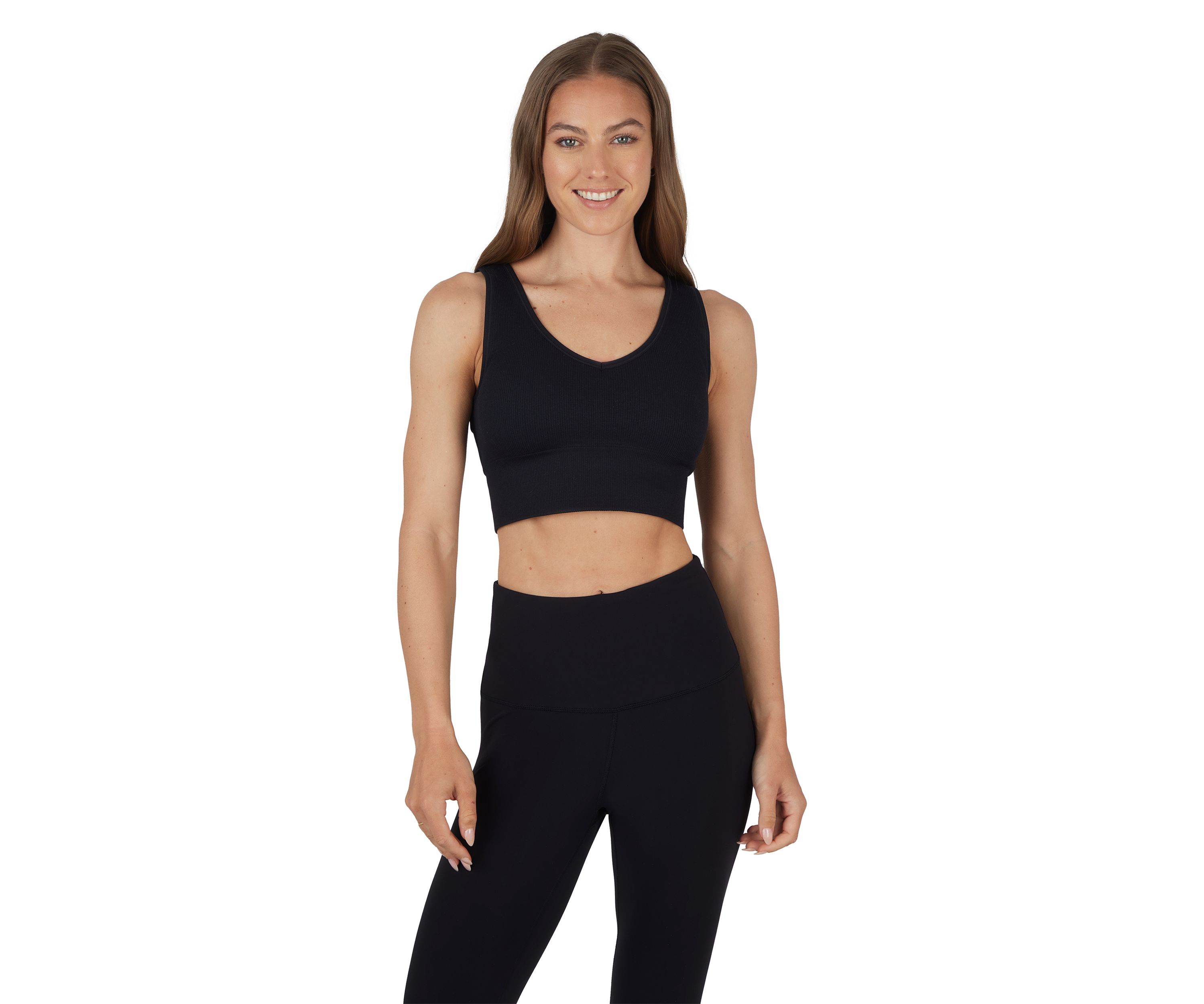 Ribbed Seamless Bianca V-Neck Cropped Tank Top