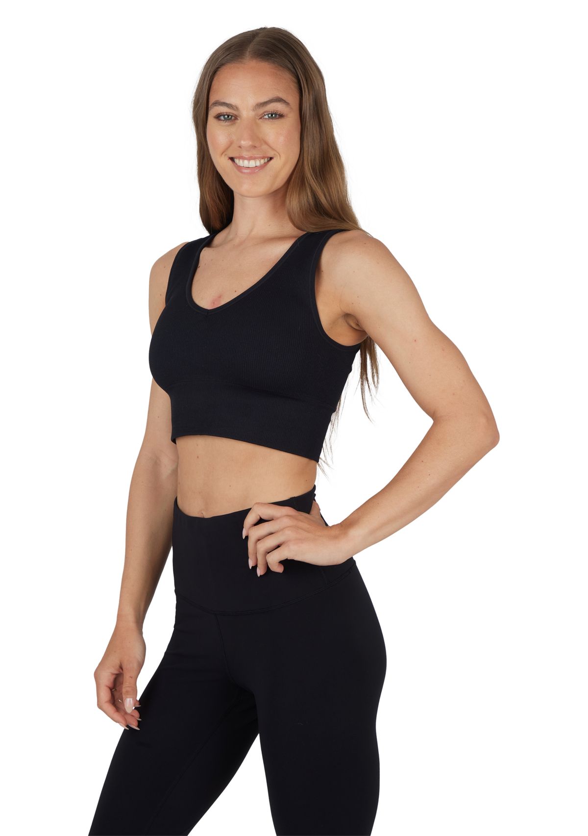 Ribbed Seamless Bianca V-Neck Cropped Tank Top