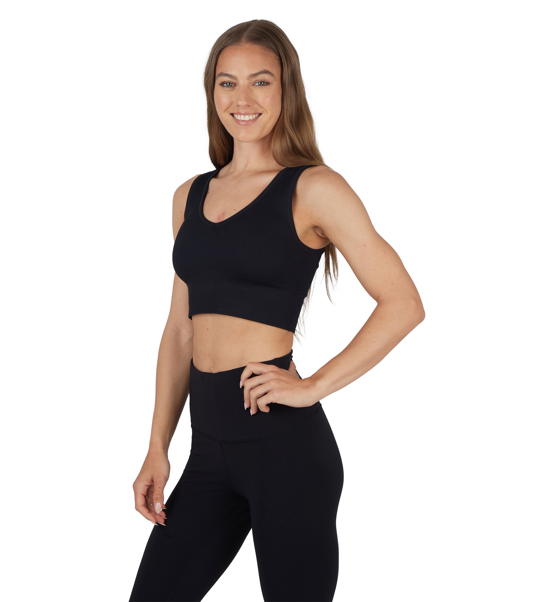 Ribbed Seamless Bianca V-Neck Cropped Tank Top