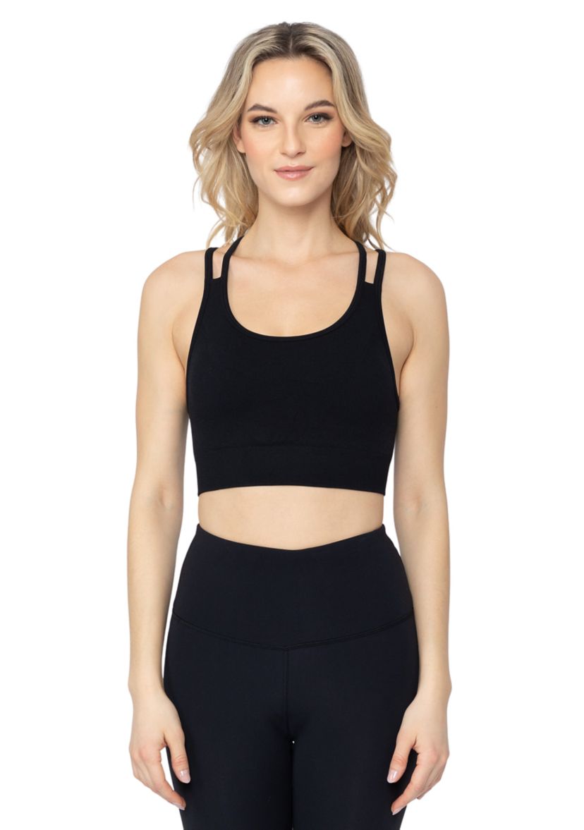 Seamless Longline Sports Bra with Rib Details 