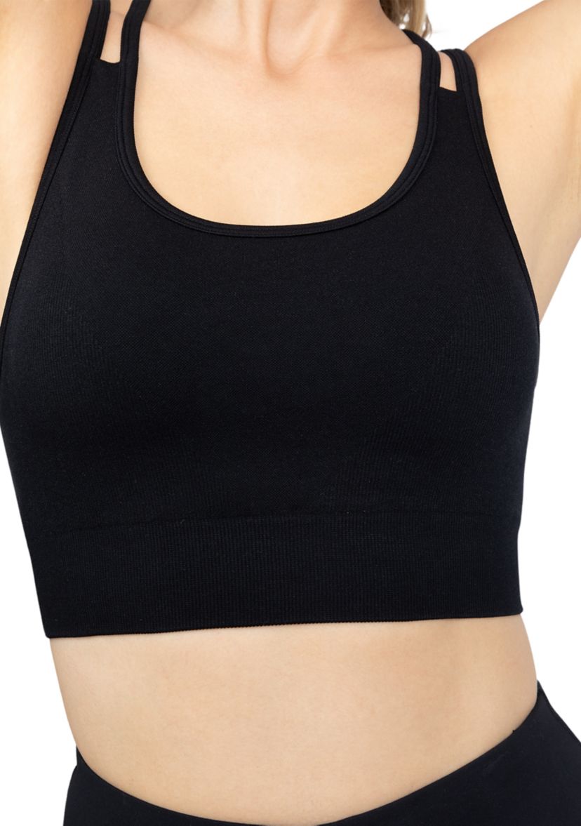 Seamless Longline Sports Bra with Rib Details 