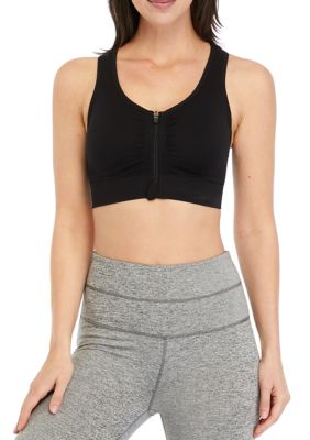 90 DEGREE BY REFLEX Front Zipper Racerback Sports Bra, Women's