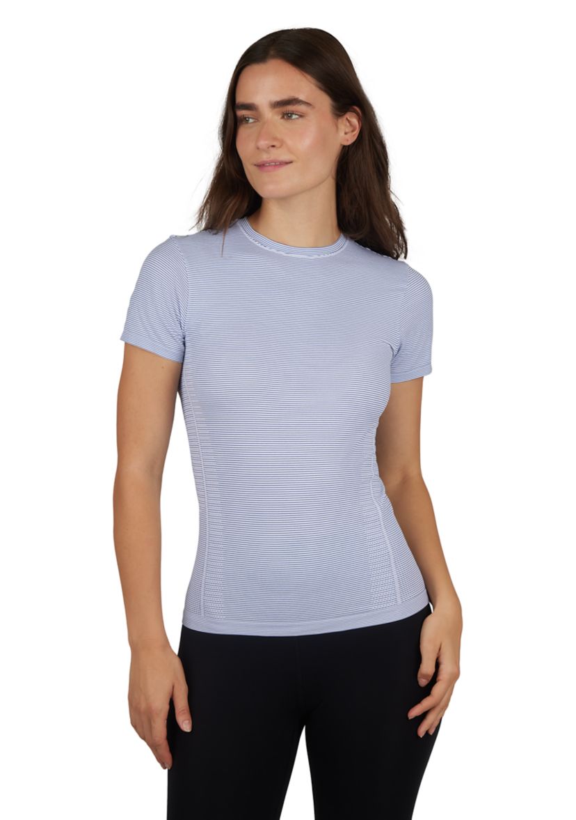 Womens Seamless Striped Crew Neck T-Shirt
