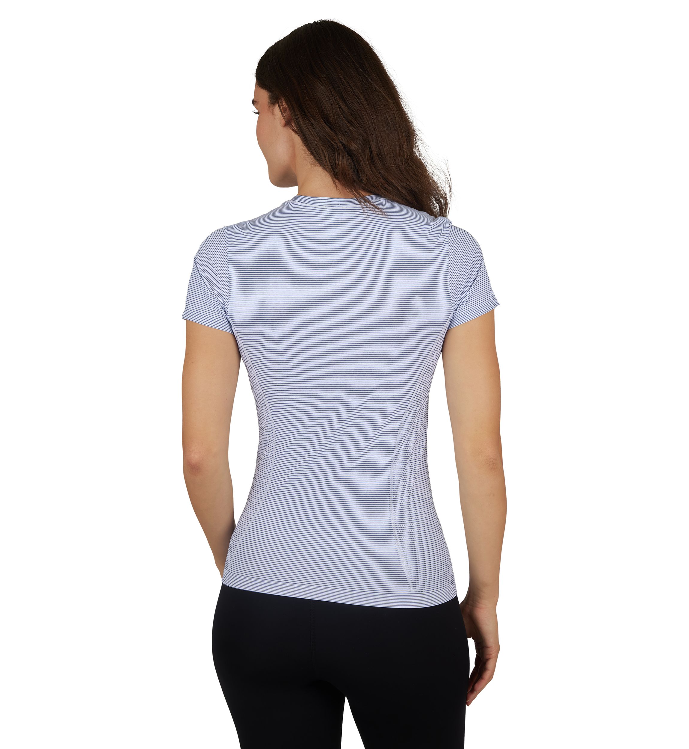 Womens Seamless Striped Crew Neck T-Shirt