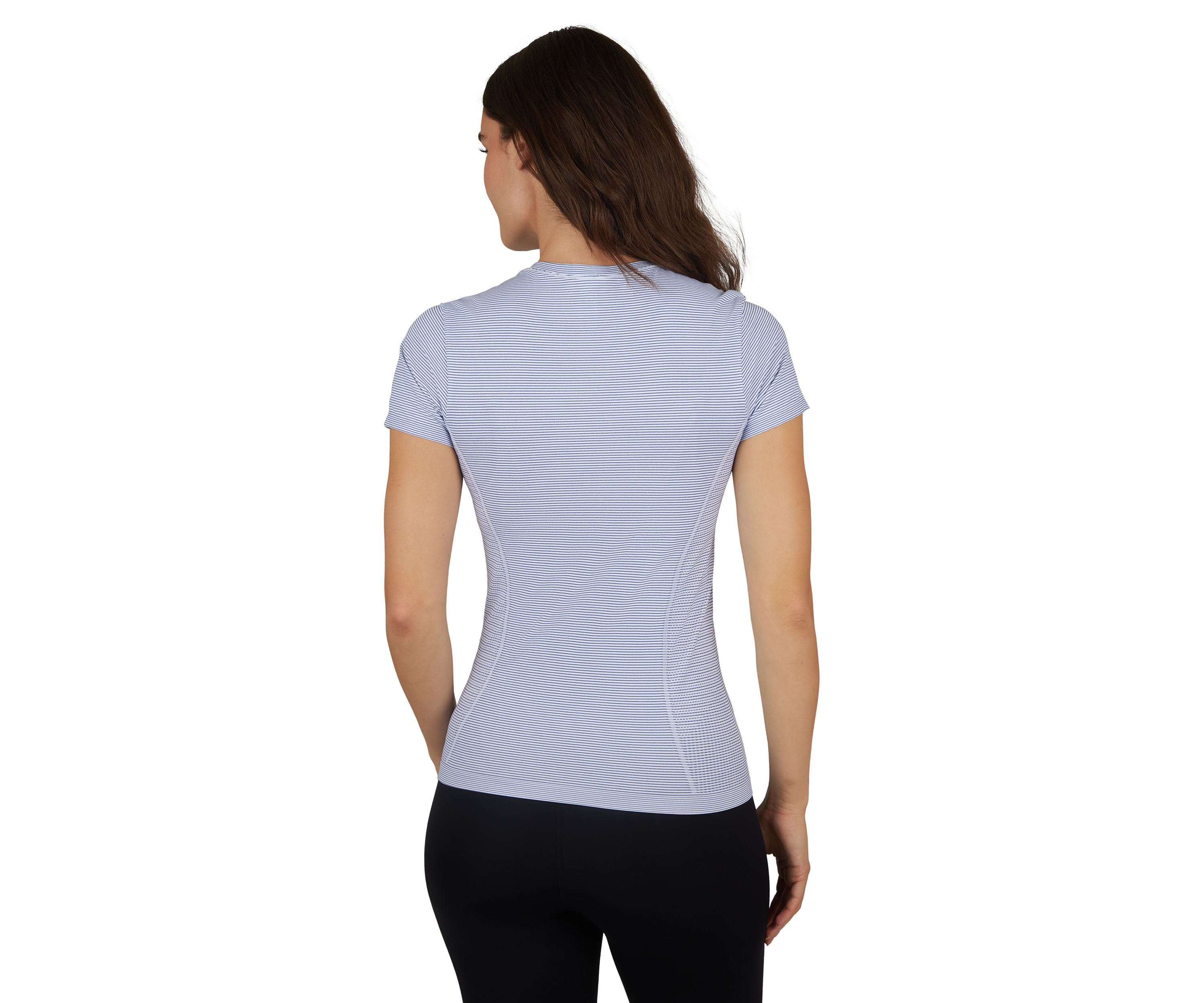 Womens Seamless Striped Crew Neck T-Shirt