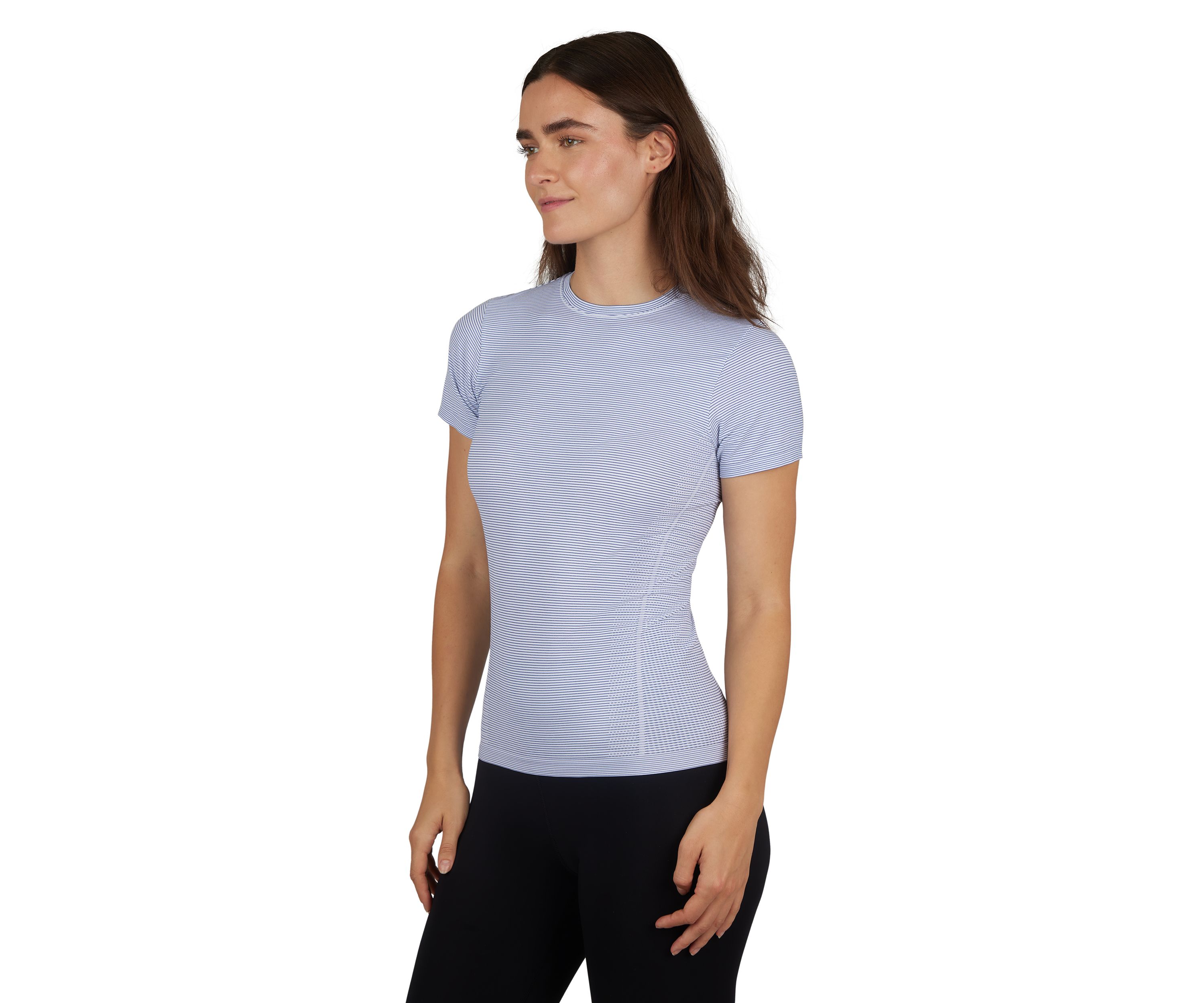 Womens Seamless Striped Crew Neck T-Shirt