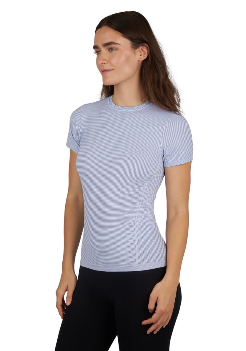 Womens Seamless Striped Crew Neck T-Shirt
