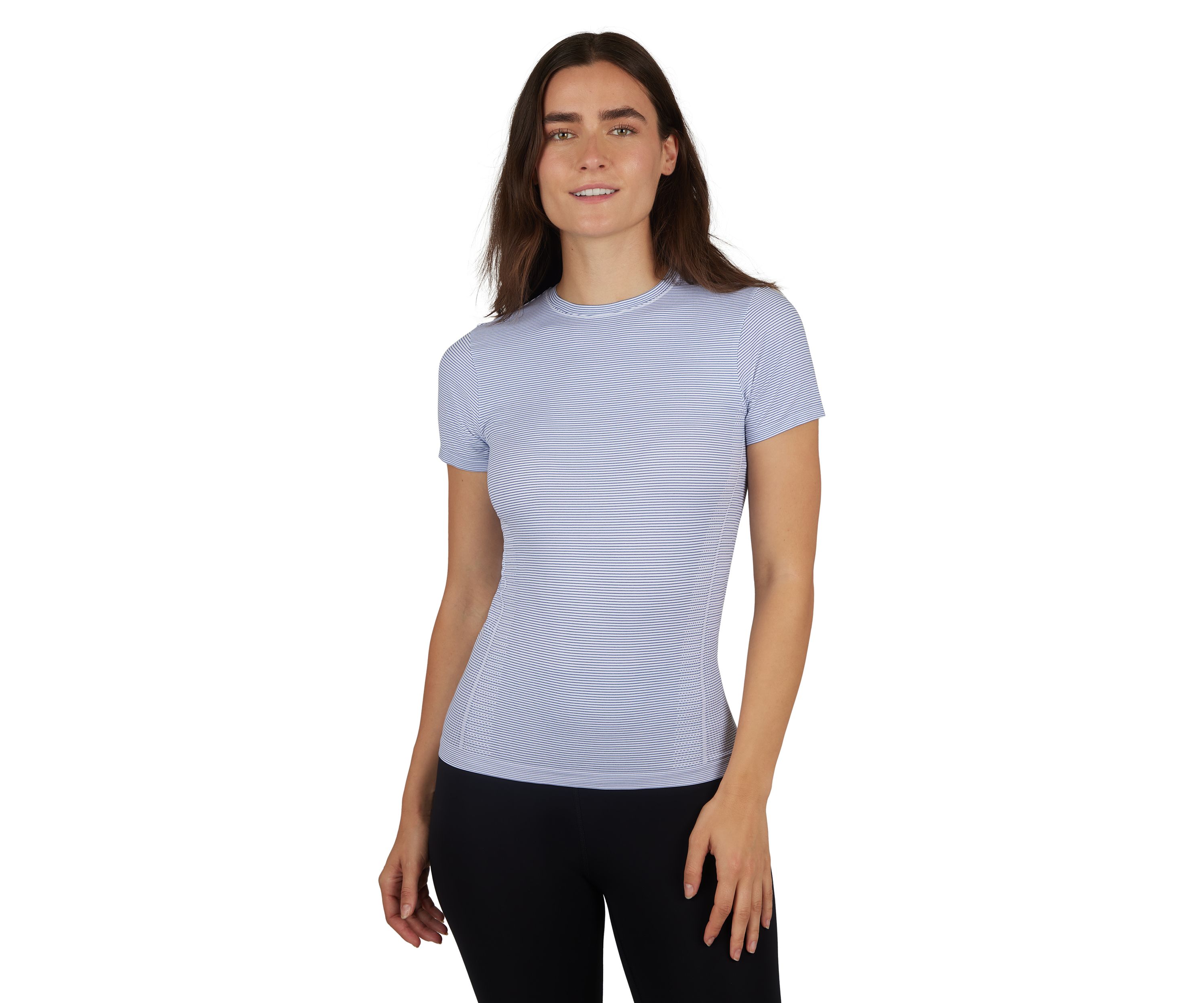 Womens Seamless Striped Crew Neck T-Shirt