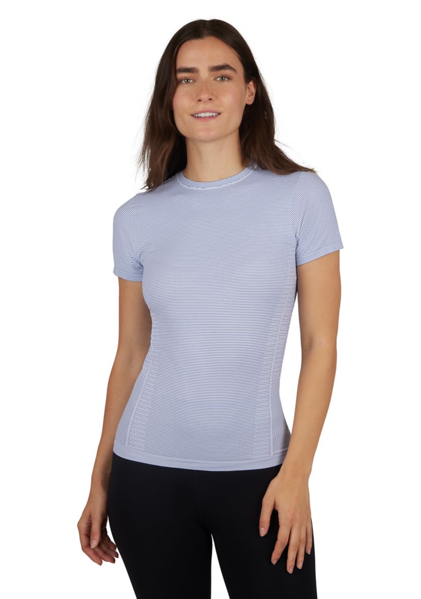 Womens Seamless Striped Crew Neck T-Shirt