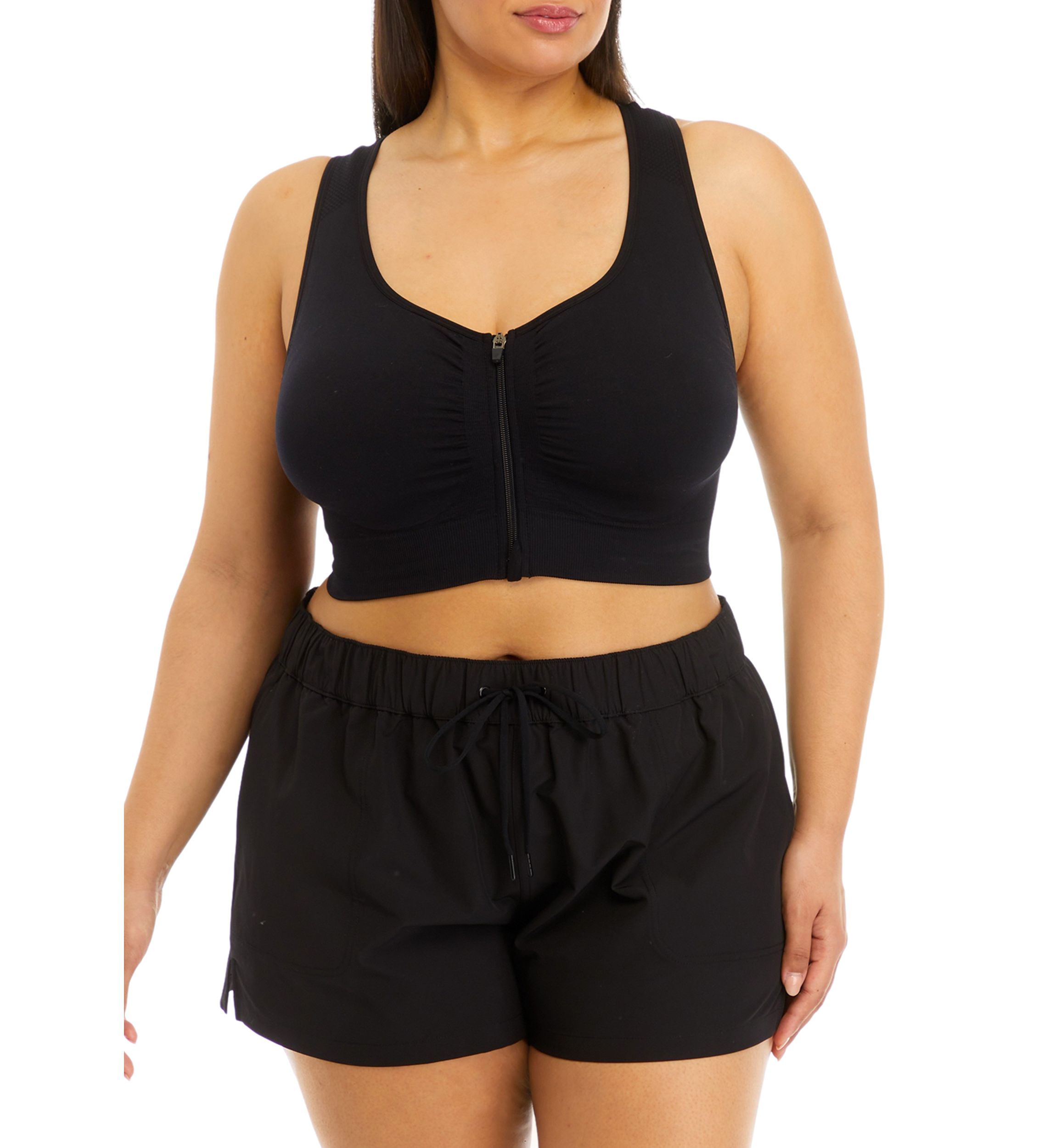 Plus Size Seamless Bra Top with Zipper Front