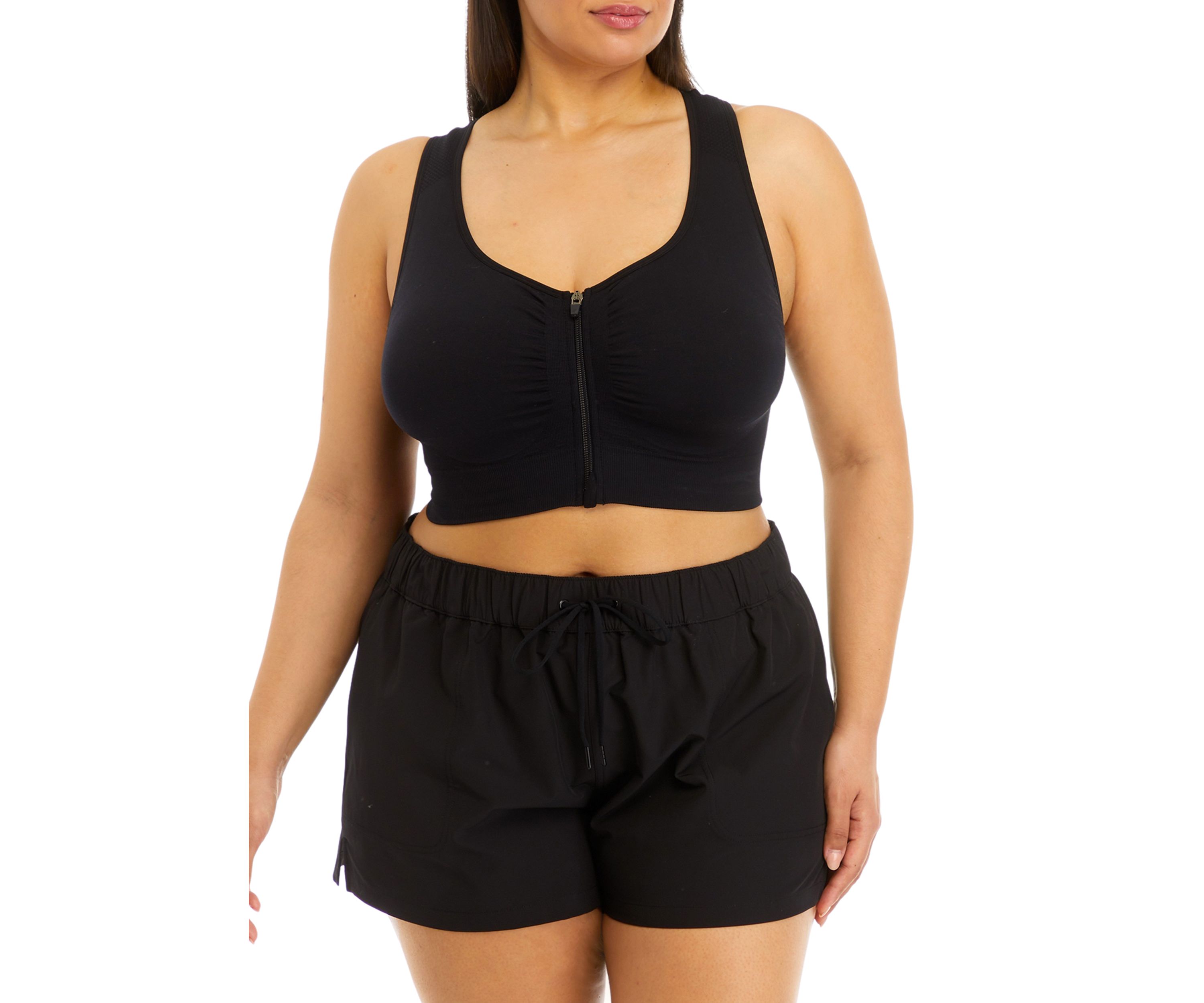 Plus Size Seamless Bra Top with Zipper Front