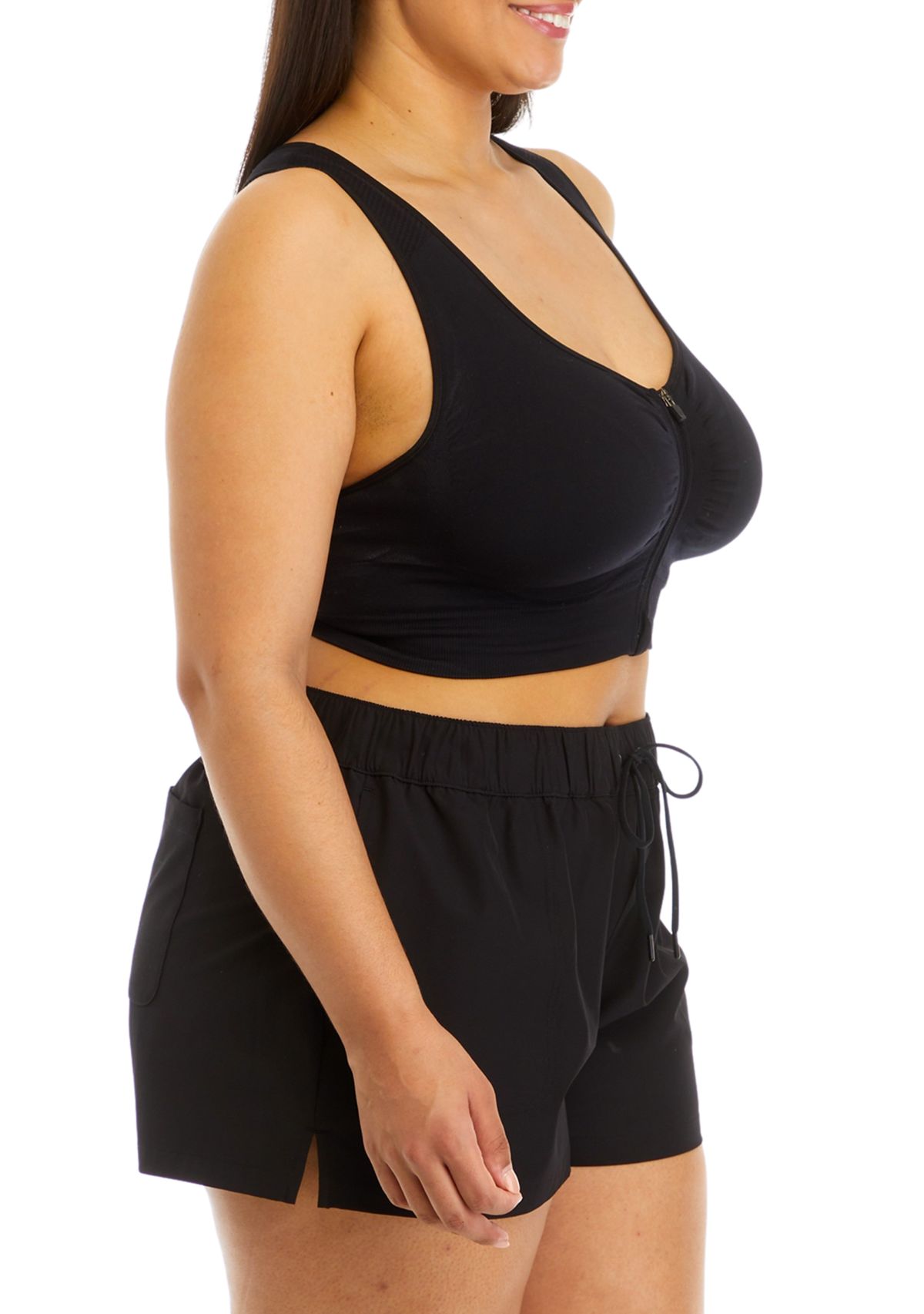 Plus Size Seamless Bra Top with Zipper Front