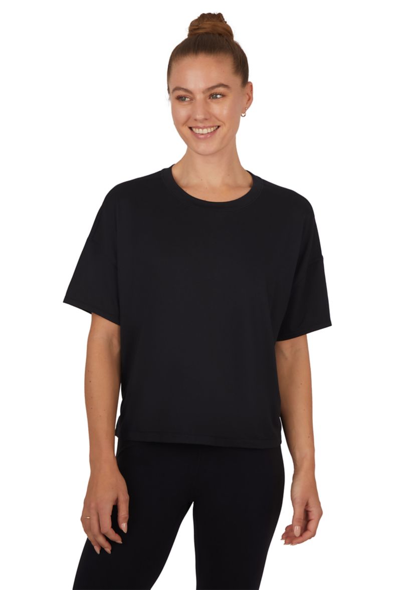 Womens Short Sleeve Deluxe Boxy Cropped T-Shirt
