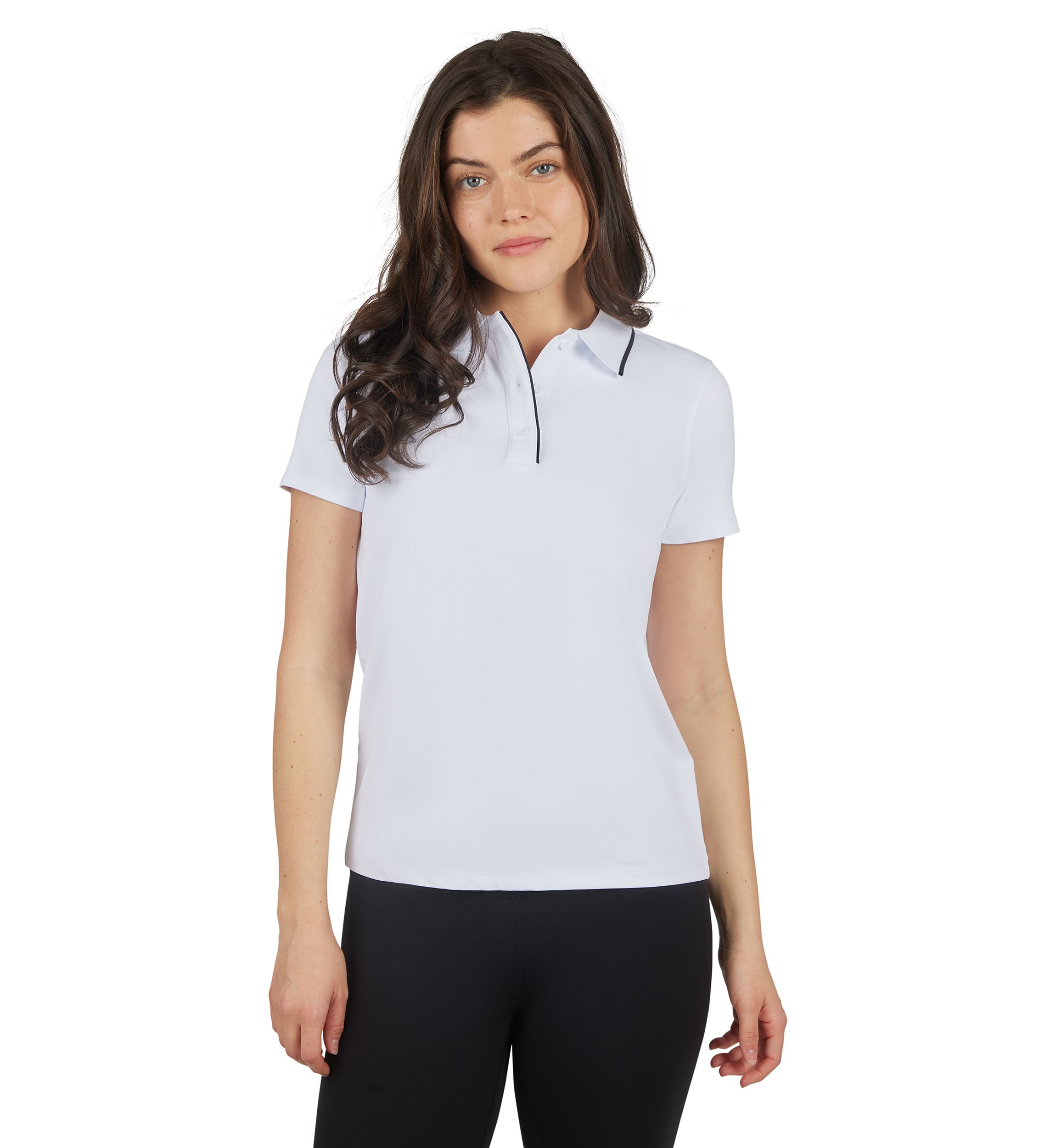 Womens Short Sleeve Polo T-Shirt with Buttons