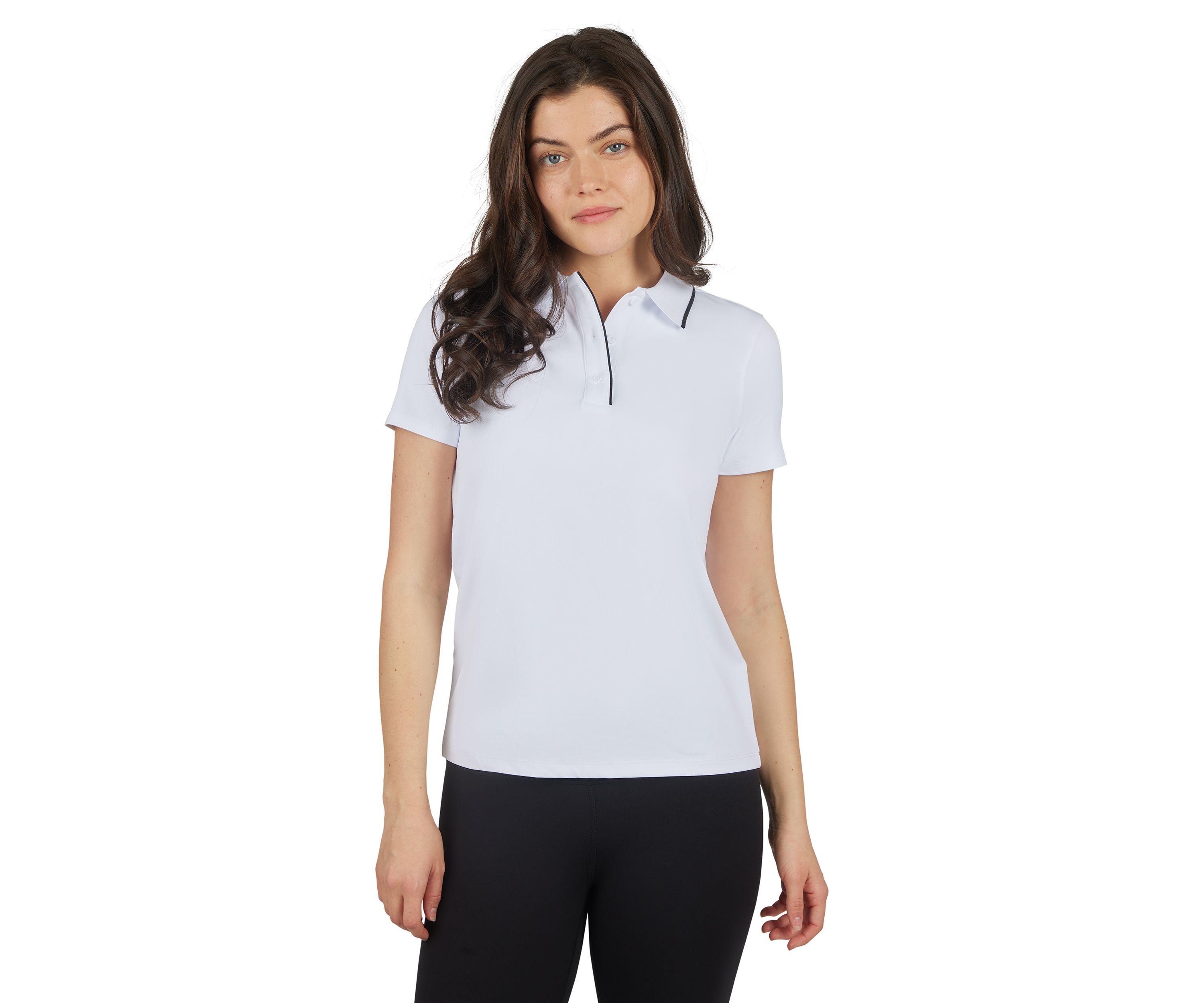 Womens Short Sleeve Polo T-Shirt with Buttons
