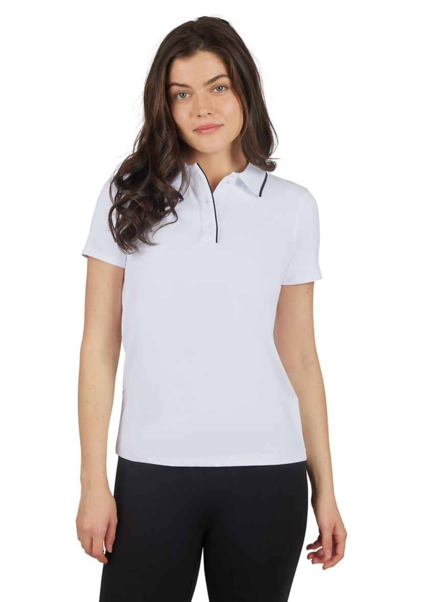 Womens Short Sleeve Polo T-Shirt with Buttons
