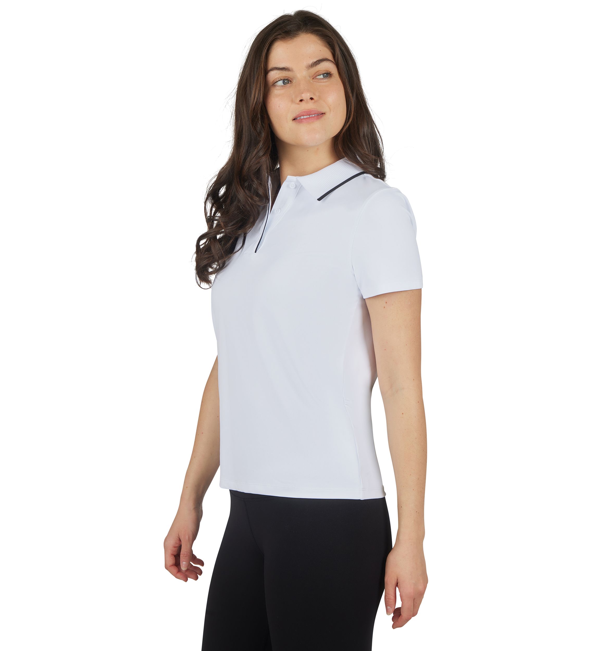 Womens Short Sleeve Polo T-Shirt with Buttons