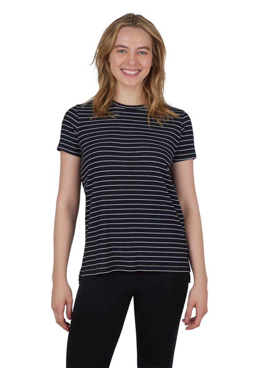 Womens Striped Ribbed Knit Top