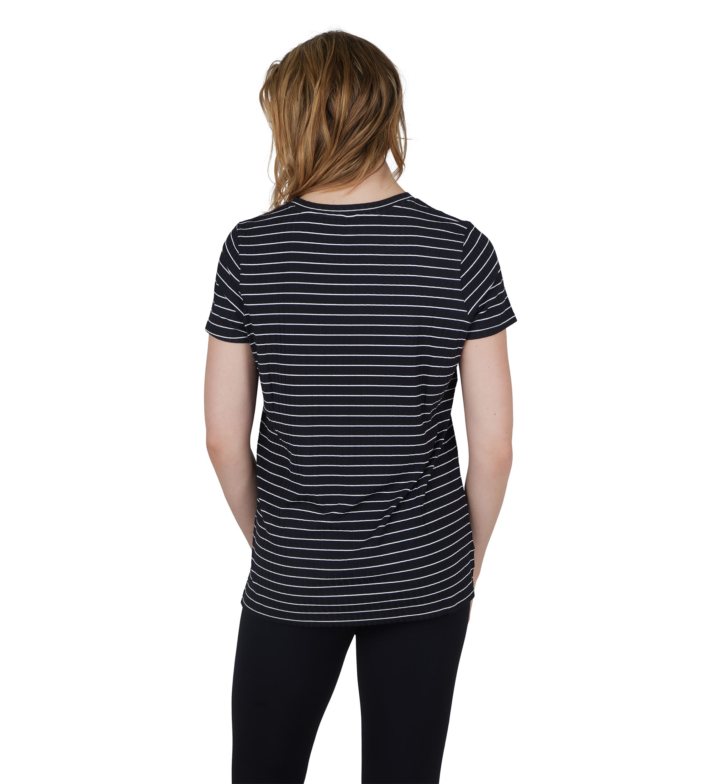 Womens Striped Ribbed Knit Top