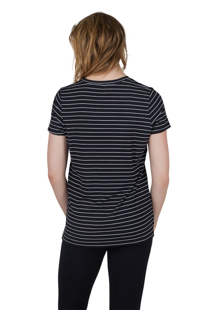 Womens Striped Ribbed Knit Top