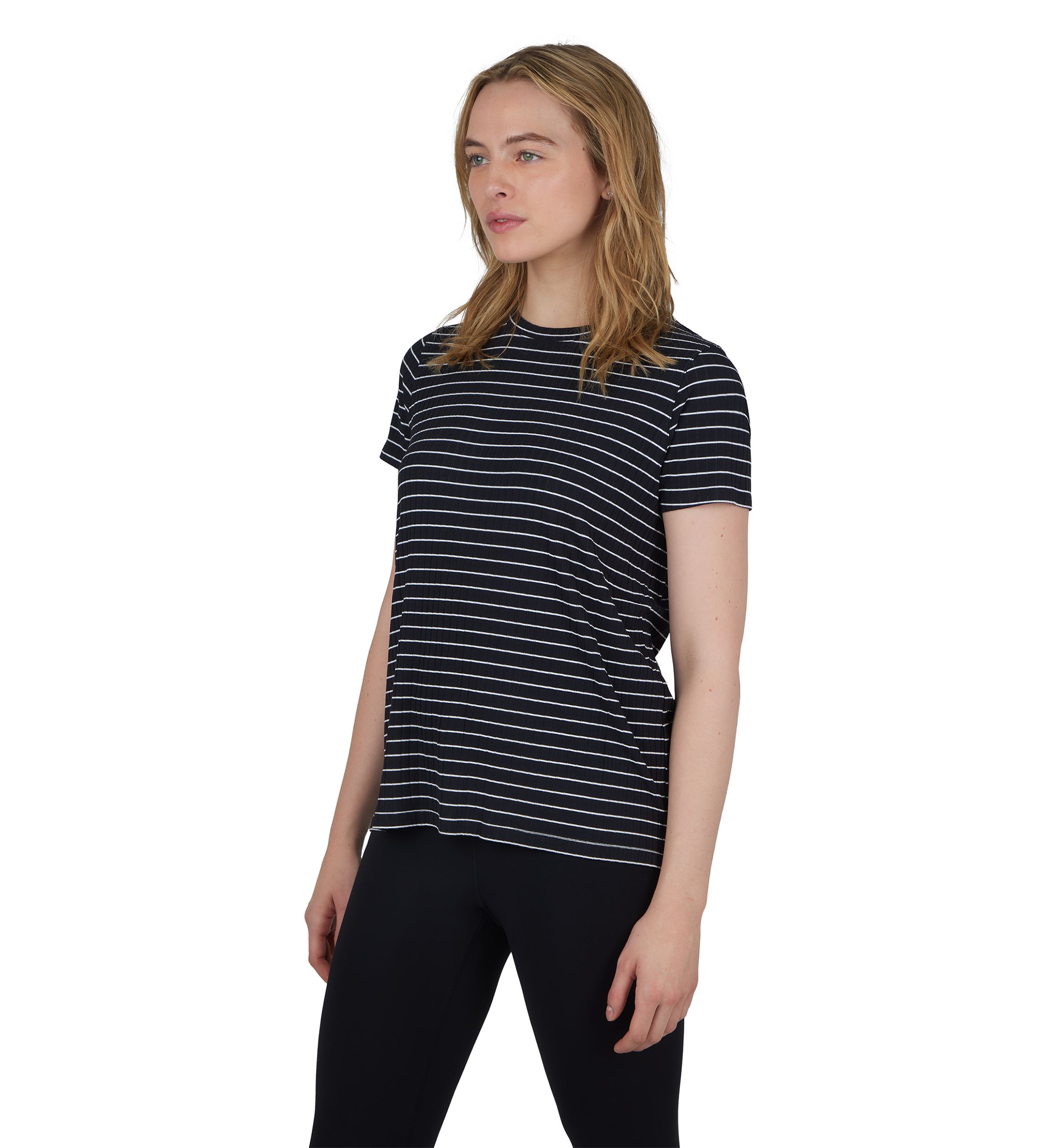 Womens Striped Ribbed Knit Top