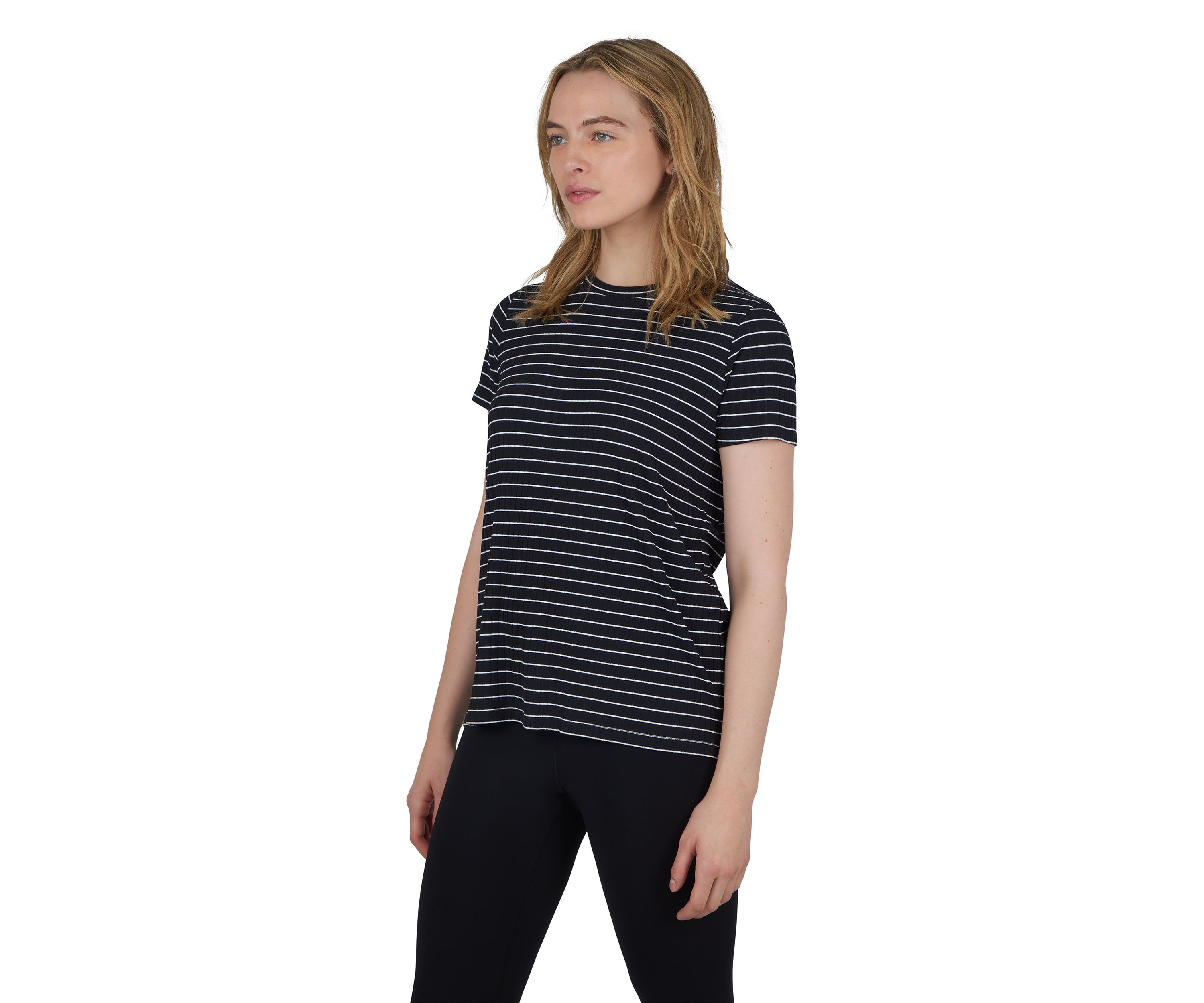 Womens Striped Ribbed Knit Top