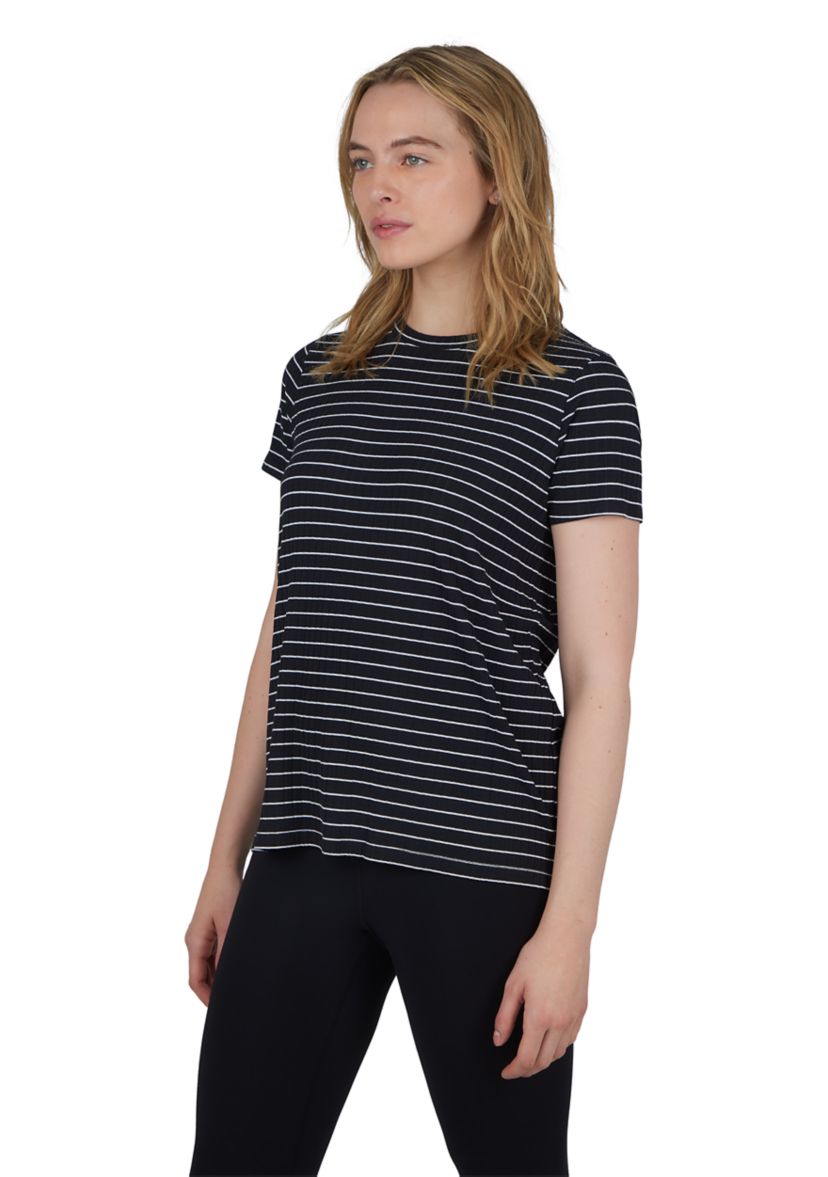 Womens Striped Ribbed Knit Top