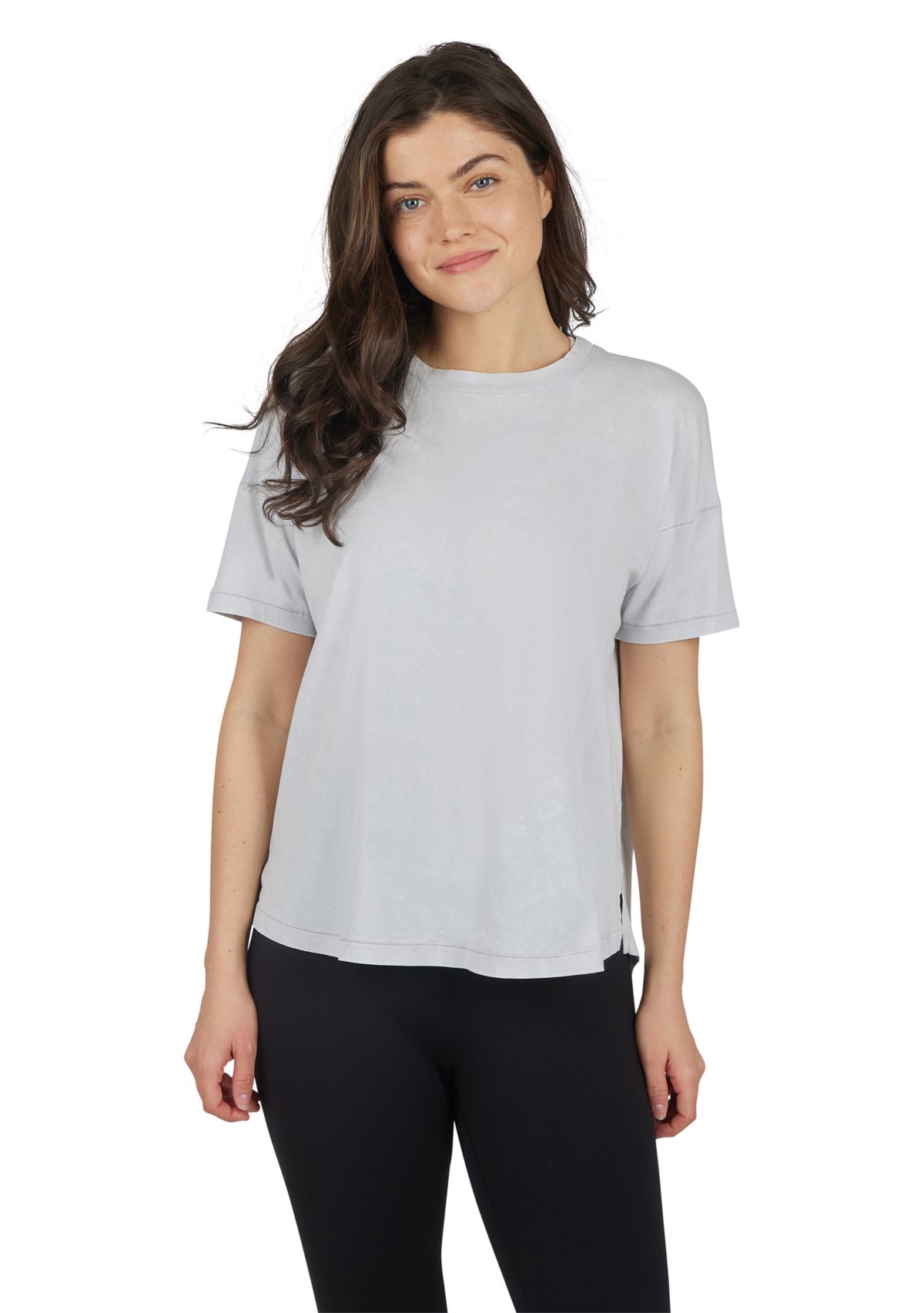 Womens Stone Wash Pima Boxy Crop Short Sleeve T-Shirt