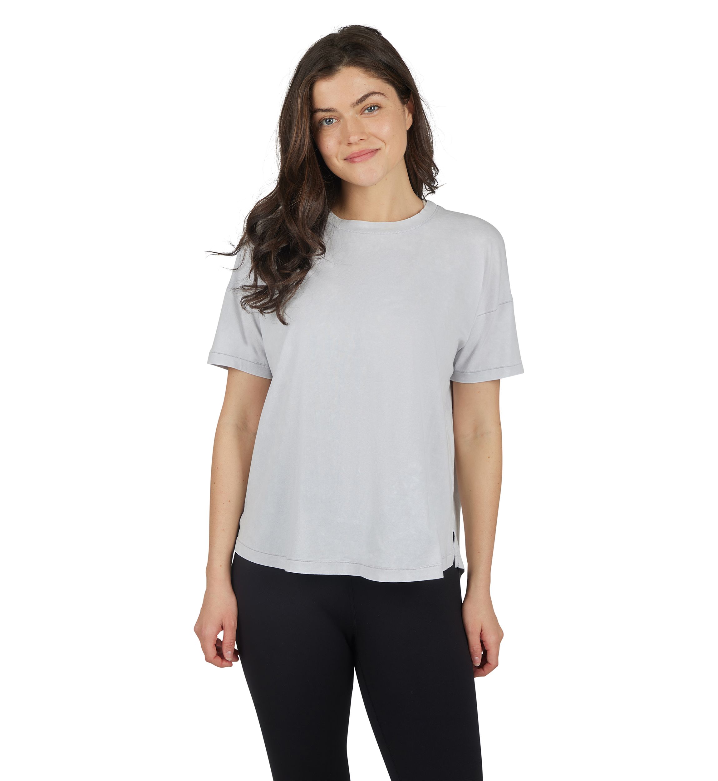 Womens Stone Wash Pima Boxy Crop Short Sleeve T-Shirt