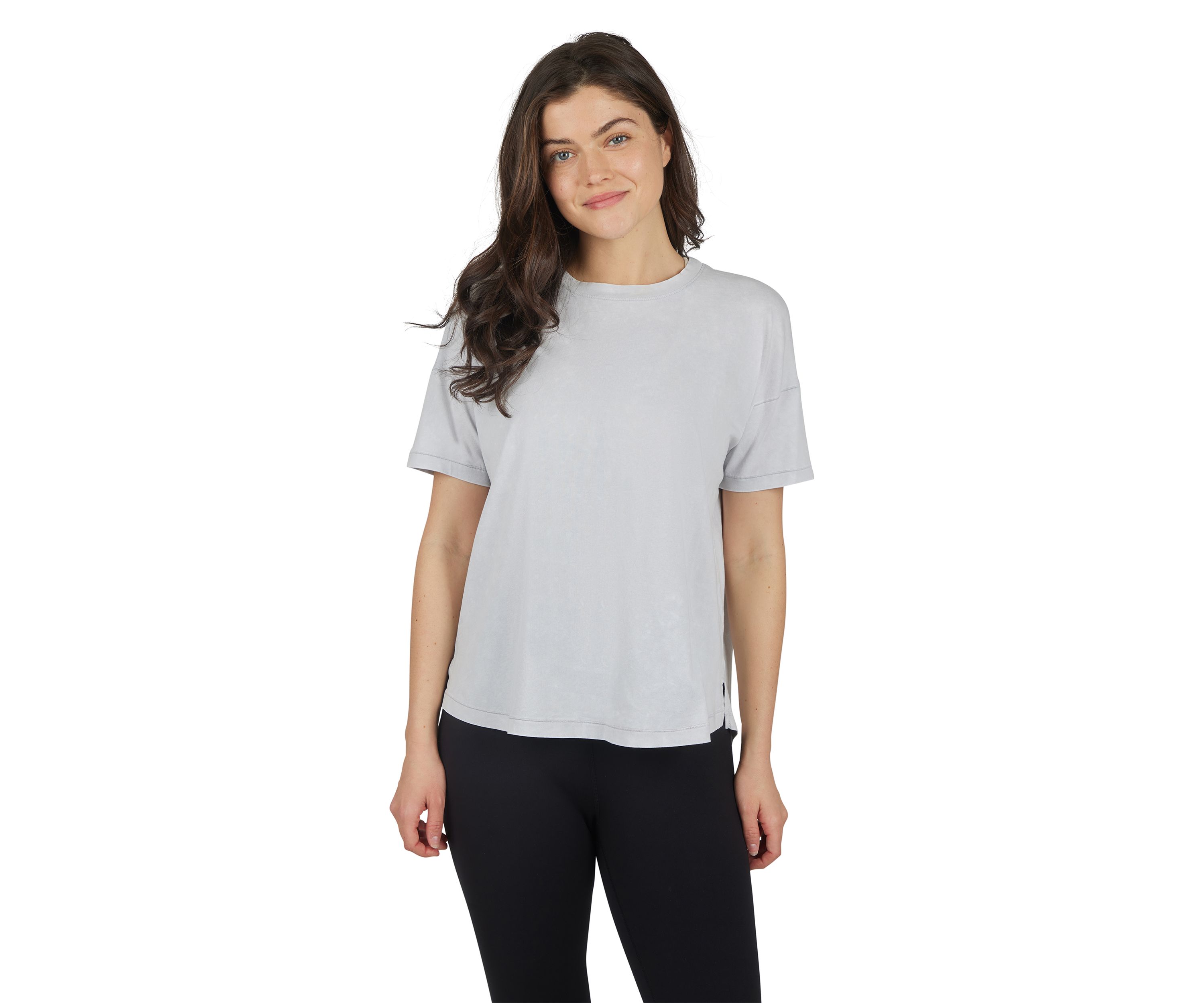 Womens Stone Wash Pima Boxy Crop Short Sleeve T-Shirt
