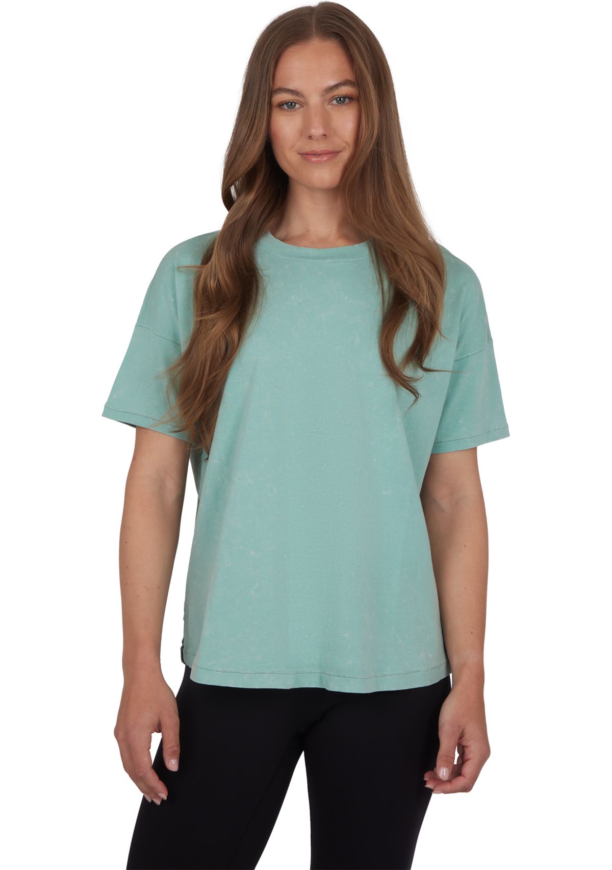 Womens Stone Wash Pima Boxy Crop Short Sleeve T-Shirt