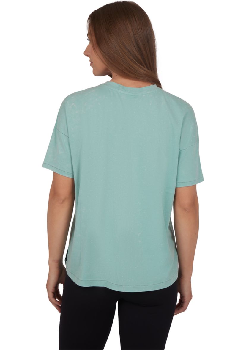Womens Stone Wash Pima Boxy Crop Short Sleeve T-Shirt