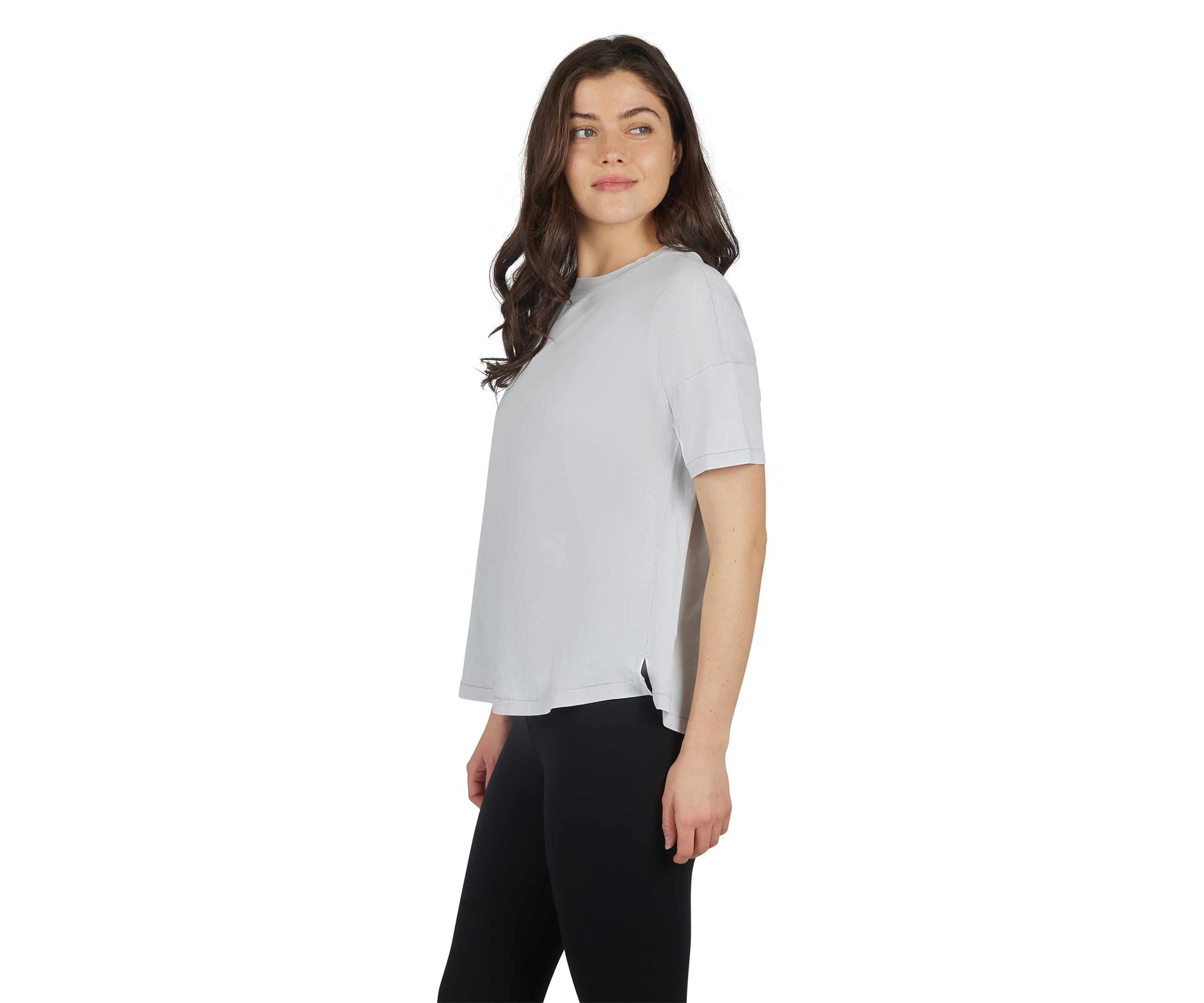 Womens Stone Wash Pima Boxy Crop Short Sleeve T-Shirt