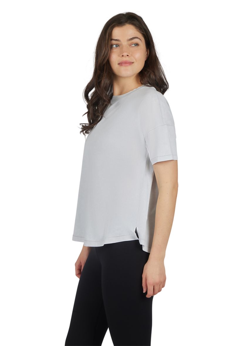 Womens Stone Wash Pima Boxy Crop Short Sleeve T-Shirt