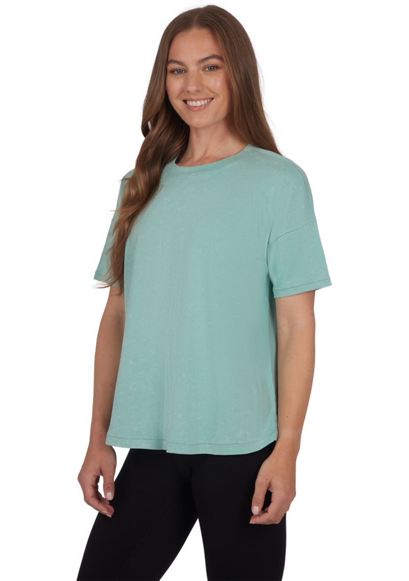 Womens Stone Wash Pima Boxy Crop Short Sleeve T-Shirt