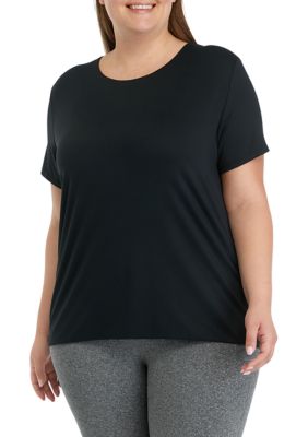 Yogalicious Women's Plus Size Contour Cali Crew Neck Short Sleeve T-Shirt