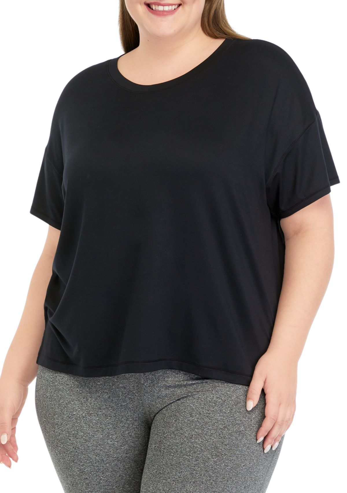 Plus Size Short Sleeve Deluxe Boxy Cropped T-Shirt