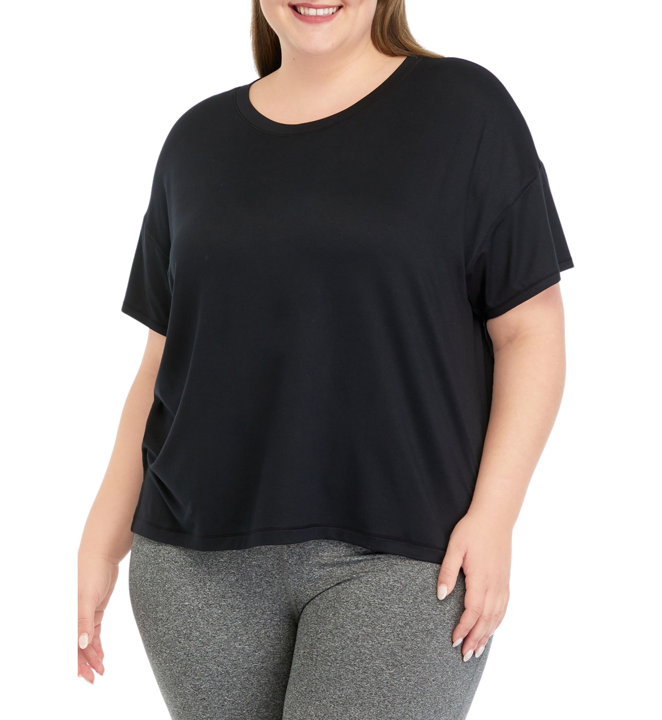 Plus Size Short Sleeve Deluxe Boxy Cropped T-Shirt