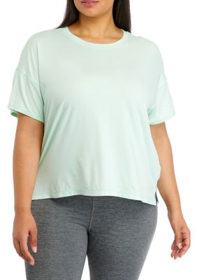 Yogalicious Women's Plus Size Short Sleeve Deluxe Boxy Cropped T-Shirt, 3X