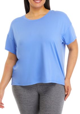 Yogalicious Women's Plus Size Short Sleeve Deluxe Boxy Cropped T-Shirt, 3X