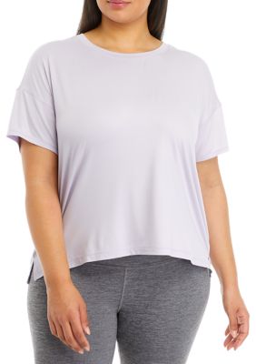 Yogalicious Women's Plus Size Short Sleeve Deluxe Boxy Cropped T-Shirt, 3X