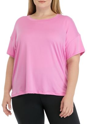 Yogalicious Women's Plus Size Short Sleeve Deluxe Boxy Cropped T-Shirt, Mauve, 3X