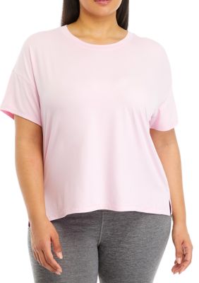 Yogalicious Women's Plus Size Short Sleeve Deluxe Boxy Cropped T-Shirt, 3X