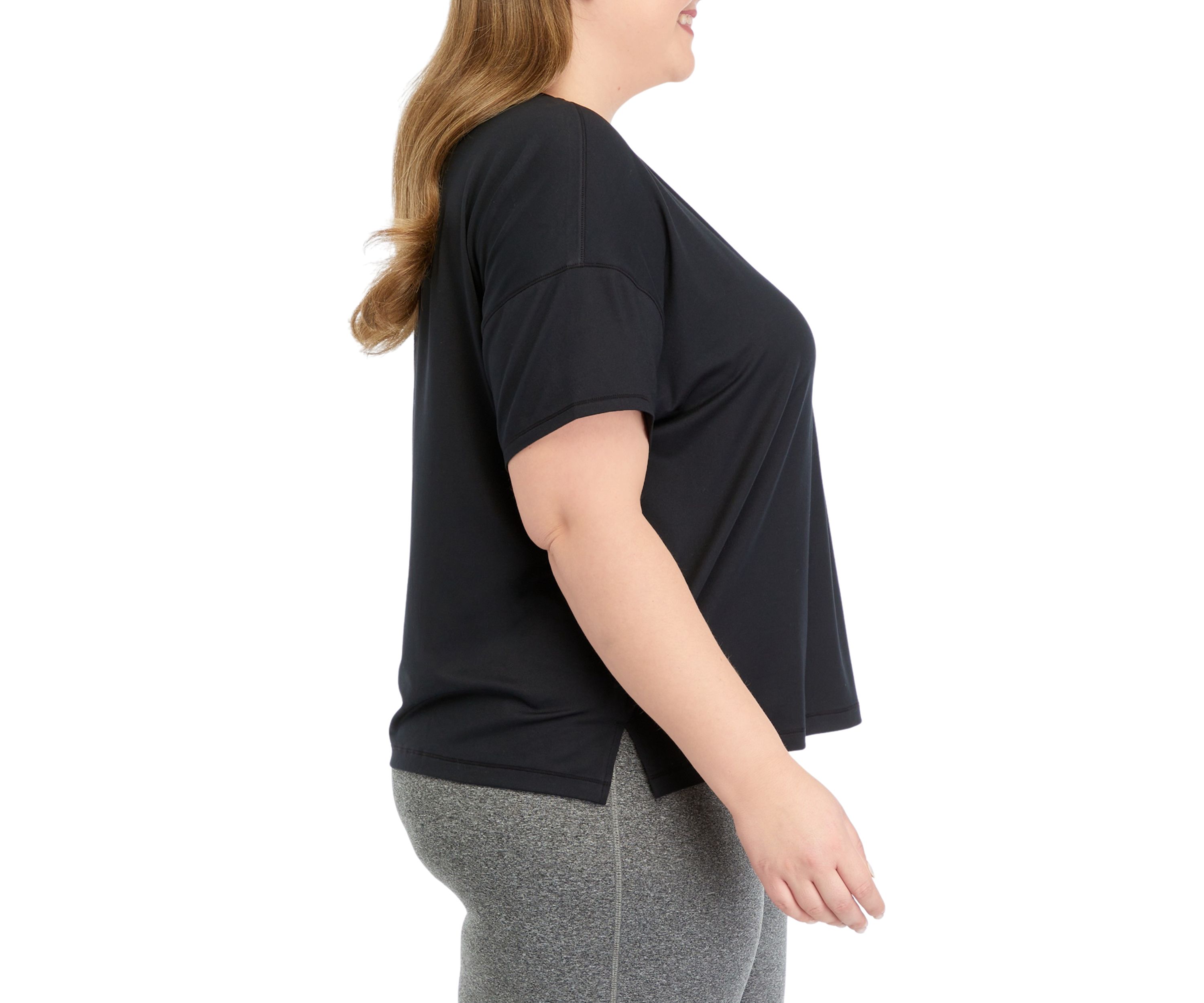 Plus Size Short Sleeve Deluxe Boxy Cropped T-Shirt